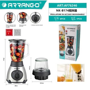 Arrango AF76246 Μπλέντερ με Γυάλινη Κανάτα 1.5lt 800W Μαύρο
