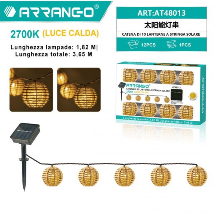 Arrango AT48013 Κρεμαστό Ηλιακό Φωτιστικό με Θερμό Λευκό Φως σε Λευκό Χρώμα 