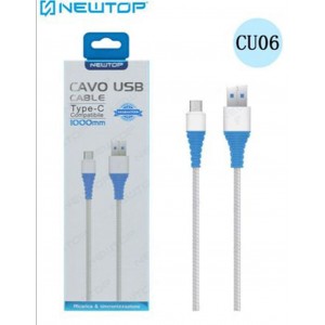 Newtop CU06 Flat USB 2.0 Cable USB-C male - USB-A male Λευκό 1m