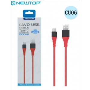 Newtop CU06BL Flat USB 2.0 Cable USB-C male - USB-A male Μαύρο 1m (CU06BL)