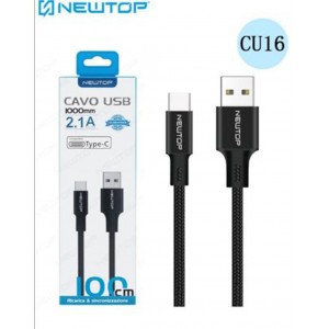 Newtop CU16BL-C Braided USB 2.0 Cable USB-C male - USB-A male Μαύρο 1m (CU16BL-C)