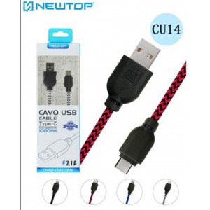 Newtop CU14-C Flat USB 2.0 Cable USB-C male - USB-A male Μαύρο 1m (CU14-C)