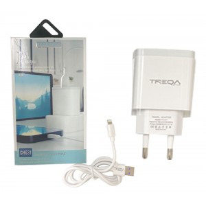 Treqa Φορτιστής με 2 Θύρες USB-A και Καλώδιο micro USB Λευκός (CH-631)