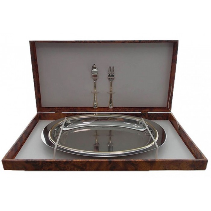 ForHome 013521 Πιατέλλα Ανοξείδωτη 18/10 οβαλ 45x28cm με εξαρτήματα σερβιρίσματος