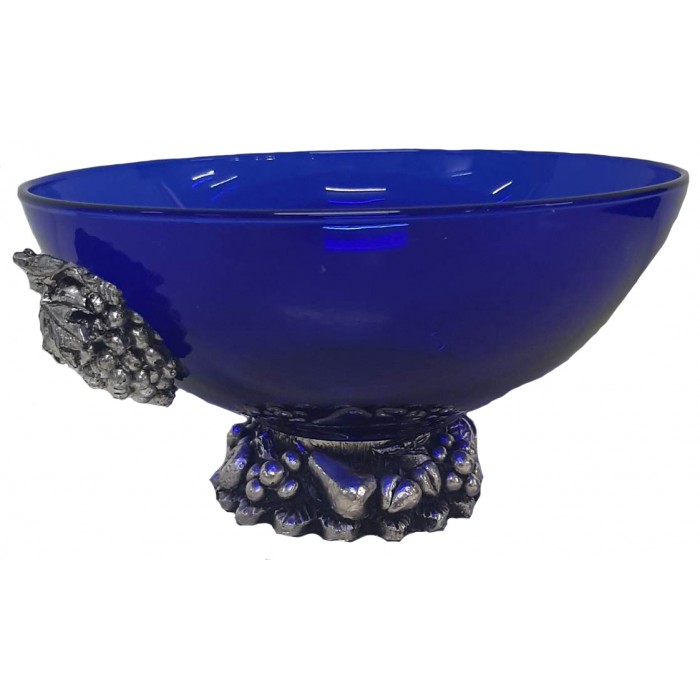 ForHome 020511 Διακοσμητική Μπωλιέρα Γυάλινη Μουράνο Μπλέ σε βάση Πολυρητίνης 20.5x11cm