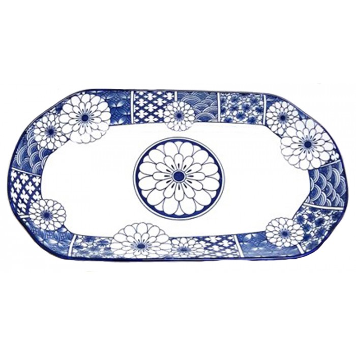 Πιατέλα Κεραμική Οβαλ 32x18x3.5cm Traditional Greek Blue