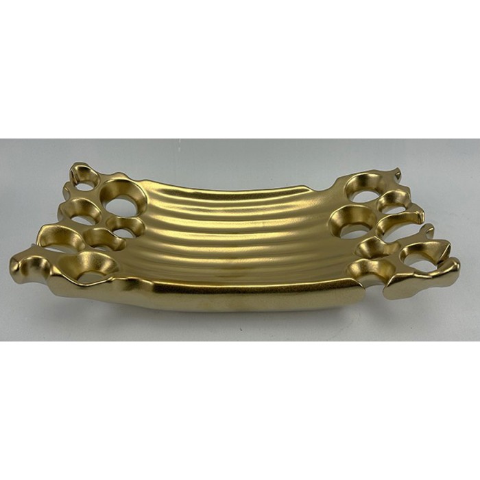 Καρβούνης K7944-GOLD Φρουτιέρα Κεραμική 1 Επίπεδο Χρυσή 35x16.5x8.5εκ.