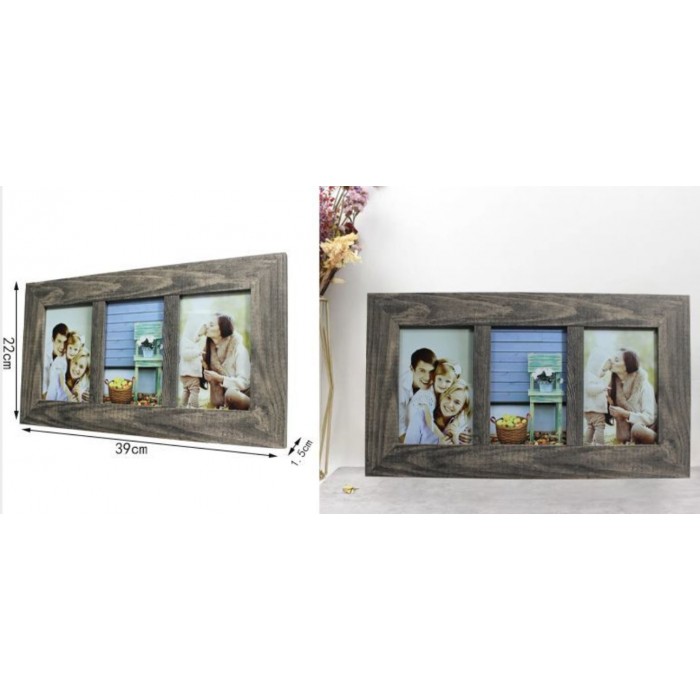 Κορνίζα Ξύλινη Επιτοίχια 3 θέσεων 39x1.5x22cm ForHome 918349