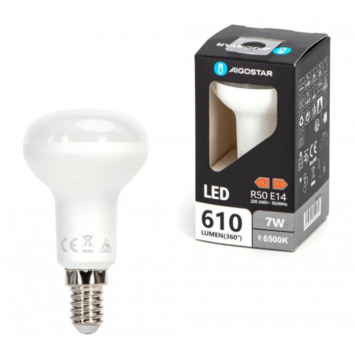 Λάμπα LED για Ντουί E14 και Σχήμα R50 Day light 7W Aigostar 31043