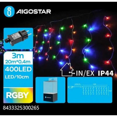 400 Λαμπάκια LED Πολύχρωμα τύπου Κουρτίνα με Προγράμματα Aigostar 300265 