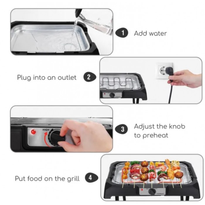 Επιδαπέδια Ηλεκτρική Ψησταριά Σχάρας 2000W Aigostar 20482