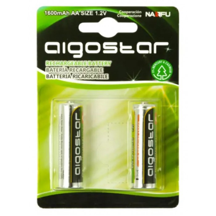 Επαναφορτιζόμενες Μπαταρίες AA 1600mAH 1.2V 2 τεμάχια Aigostar 18568