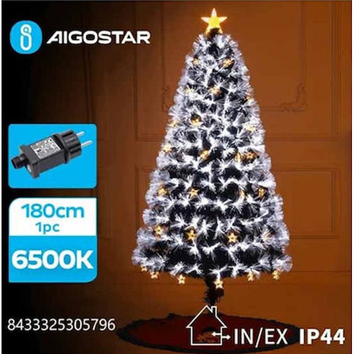 Χριστουγεννιάτικο Δέντρο Πράσινο 180εκ με Μεταλλική Βάση και Φωτισμό Οπτικών Ινών Aigostar 305796