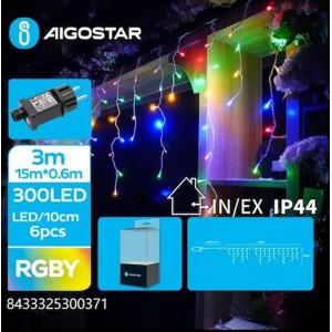 300 Λαμπάκια LED Λευκά τύπου Βροχή με Προγράμματα Aigostar 300371
