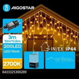 200 Λαμπάκια LED Θερμό Λευκό τύπου Βροχή με Προγράμματα Aigostar 300289