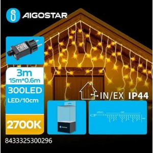 300 Λαμπάκια LED Θερμό Λευκό τύπου Βροχή με Προγράμματα Aigostar 300296