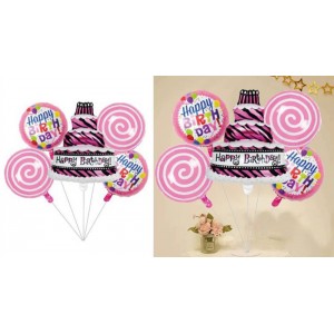 ForHome 923133 Σετ Μπαλόνια 5 τεμαχίων σχέδιο Happy Birthday Pink