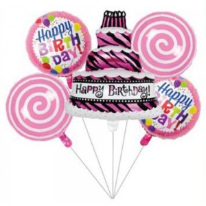ForHome 923133 Σετ Μπαλόνια 5 τεμαχίων σχέδιο Happy Birthday Pink