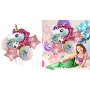 Σετ Μπαλόνια Foil 5 τεμαχίων σχέδιο Unicorn Πολύχρωμα ForHome 922955 