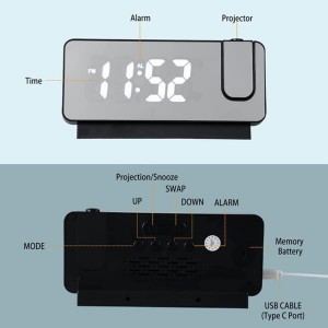 ForHome 923406 Ρολόι Ξυπνητήρι Επαναφορτιζόμενο Πολύχρωμο με προτζέκτορα 18.7x3.8x9.2cm