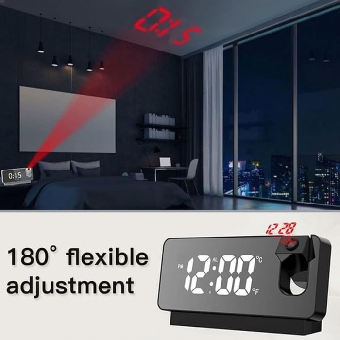 ForHome 923406 Ρολόι Ξυπνητήρι Επαναφορτιζόμενο Πολύχρωμο με προτζέκτορα 18.7x3.8x9.2cm