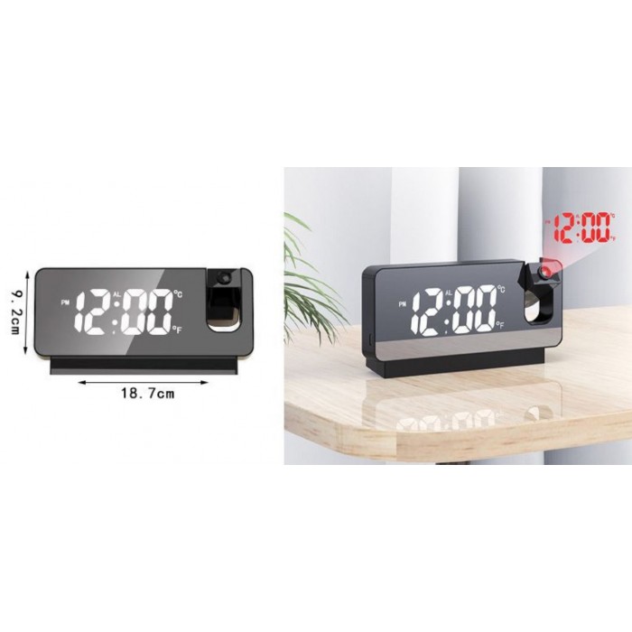 ForHome 923406 Ρολόι Ξυπνητήρι Επαναφορτιζόμενο Πολύχρωμο με προτζέκτορα 18.7x3.8x9.2cm