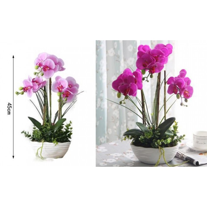 ForHome 921497 Τεχνητό Φυτό Μωβ Ορχιδέα σε γλάστρα 25x45cm