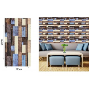 ForHome 922418 Αυτοκόλλητη Αφρώδες Ταπετσαρία Τοίχου Αδιάβροχη 30x60cm Μπεζ-Καφέ-Γαλάζιο