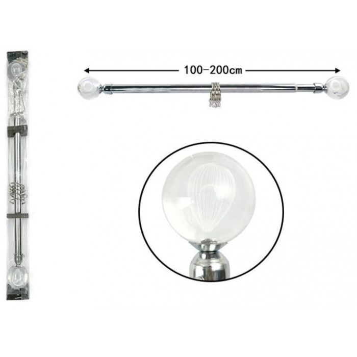 ForHome 923170 Κουρτινόξυλο Μεταλλικό Ασημί 100-200cm
