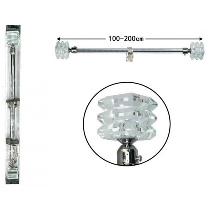 ForHome 917341 Κουρτινόξυλο Μεταλλικό Ασημί 100cm-200cm