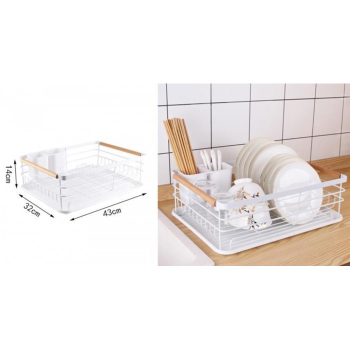 Πιατοθήκη Μεταλική Λευκή με δίσκο 43x32x14cm ForHome 921822