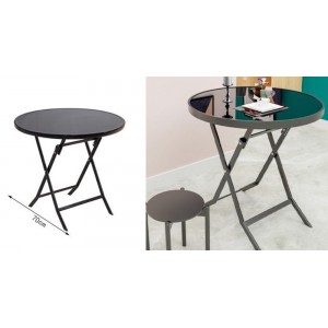 ForHome 921341 Πτυσσόμενο Τραπεζάκι Μεταλλικό Στρογγυλό 70x70x60cm