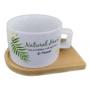 ForHome 921398 Κούπα Πορσελάνης 300ml με κουταλάκι σχέδιο Natural