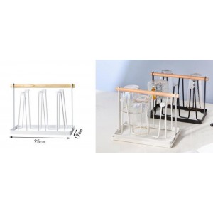 ForHome 921794 Ποτηροθήκη Μεταλλική Άσπρη 6 Θέσεων 25x13x19cm