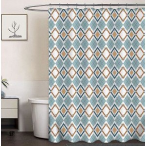 ForHome 930320 Κουρτίνα Μπάνιου Υφασμάτινη Peva 180x180cm σχέδιο Rhombus