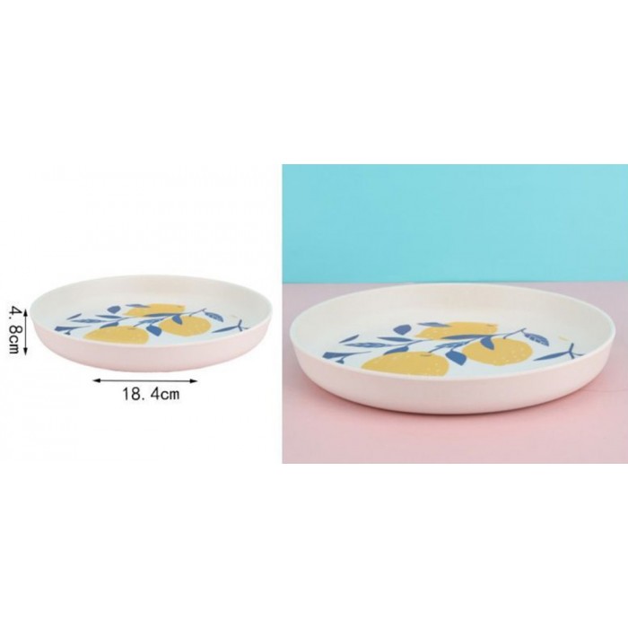 ForHome 922081 Πιάτο Στρογγυλό Bamboo 18.4x4.8cm σχέδιο Lemons