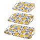 ForHome 922094 Σετ Δίσκοι Bamboo Ορθογώνιοι σχέδιο Lemons 3 τεμαχίων Κίτρινο-Λευκό-Μπλε
