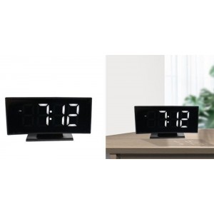 Ψηφιακό Ρολόι Ξυπνητήρι Καθρέπτης με LED Οθόνη & Λευκά Ψηφία, Επιτραπέζιο Μαύρο DS-3621L