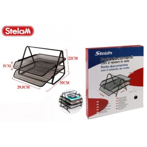 Stelan 889576 Δίσκος Εγγράφων Μεταλλικός με 2 Ράφια Μαύρος 29.5x35x22εκ.