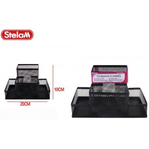 Stelan 889591 Οργανωτής Γραφείου Μεταλλικός Μαύρος 20x10cm