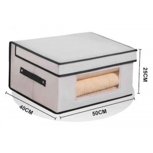 Κουτί Αποθήκευσης Υφασμάτινο Λευκό 50x40x25cm Tpster 31003 