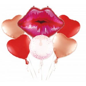 ForHome 929639 Σετ Μπαλόνια Foil 6 τεμαχίων σχέδιο Kiss and Hearts
