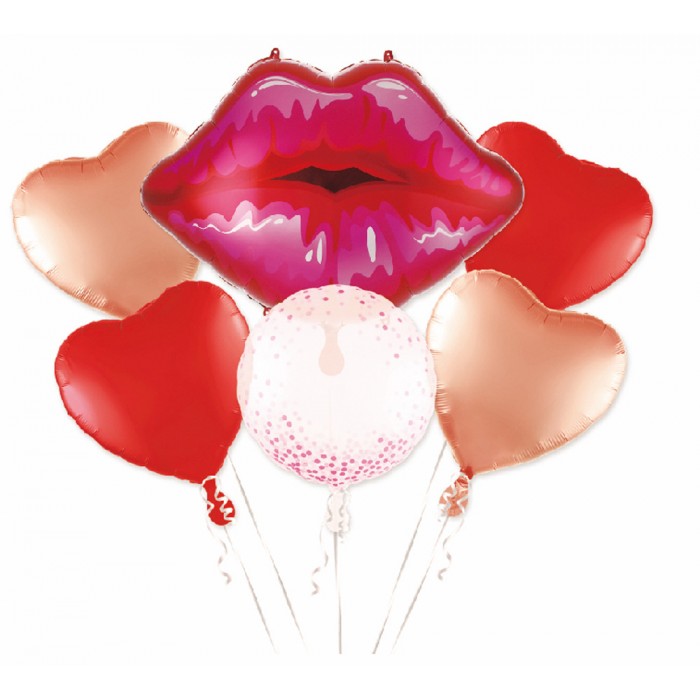 ForHome 929639 Σετ Μπαλόνια Foil 6 τεμαχίων σχέδιο Kiss and Hearts