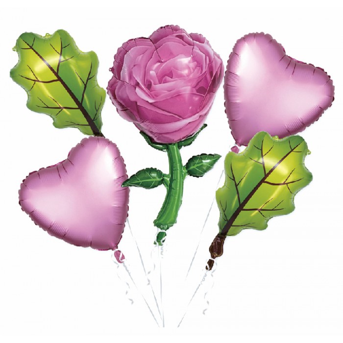 ForHome 929647 Σετ Μπαλόνια Foil 5 τεμαχίων σχέδιο Flowers and Hearts