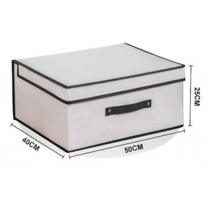 Κουτί Αποθήκευσης Υφασμάτινο Λευκό 50x40x25cm Tpster 30999 