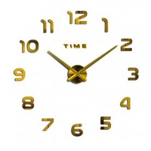 Ρολόι Τοίχου 3D DIY με αριθμούς Πλαστικό 40cm Clock Gold Time