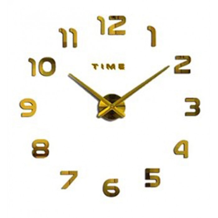 Ρολόι Τοίχου 3D DIY με αριθμούς Πλαστικό 40cm Clock Gold Time