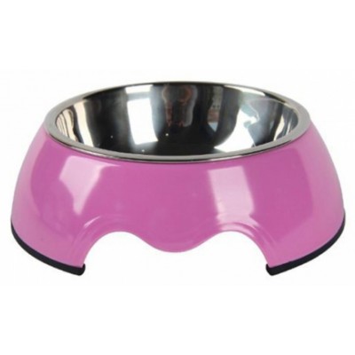 Nunbell Pet  33910 Ανοξείδωτο Μπολ Φαγητού & Νερού για Σκύλο με Βάση, σε Ροζ χρώμα 26cm 