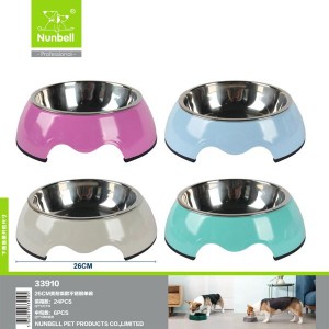 Nunbell Pet 33910 Ανοξείδωτο Μπολ Φαγητού & Νερού για Σκύλο με Βάση, σε Γκρι χρώμα 26cm 
