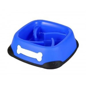 Πλαστικό Μπολ Φαγητού για Σκύλο Slow Feeder σε Μπλε χρώμα 400ml 21x21x6cm TP27020